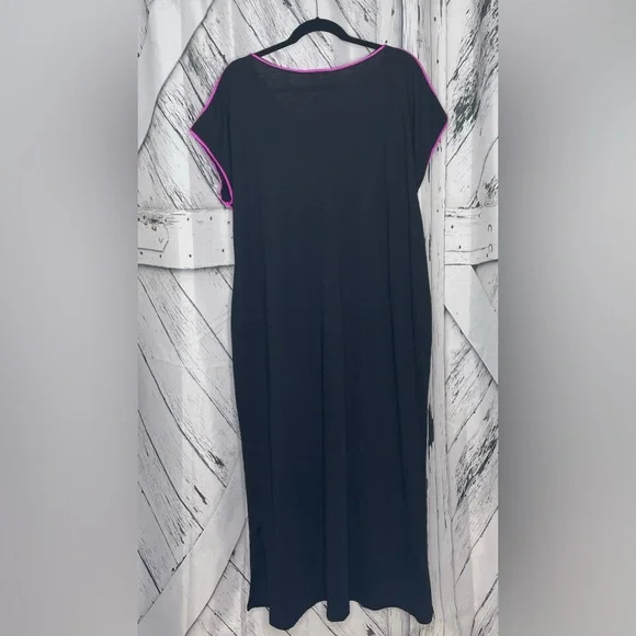 Pitusa Gaia Kaftan Black Pink Trim OS - Picture 6 of 10